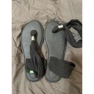 Sanuk Yoga Sling 2‎ Black Sandals Comfort Wrap Around Thong Flips Flops
